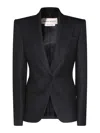 Alexander Mcqueen One-breasted Jacket In Blue