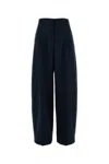 Alexander Mcqueen Mcqueen Pleated High Waist Wide Leg Tailored Wool Trousers In Blue