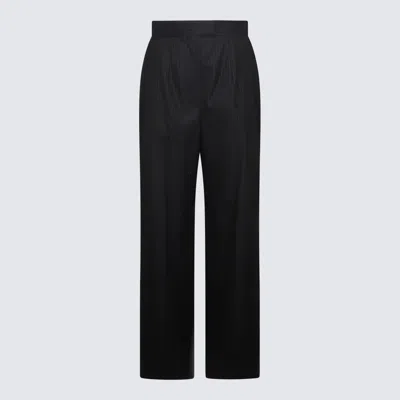 Alexander Mcqueen Navy Blue Wool Pants In Azul