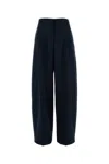 Alexander Mcqueen Navy Blue Wool Wide-leg Pant In Blue