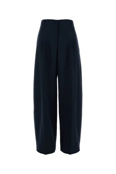 Alexander Mcqueen Navy Blue Wool Wide-leg Pant
