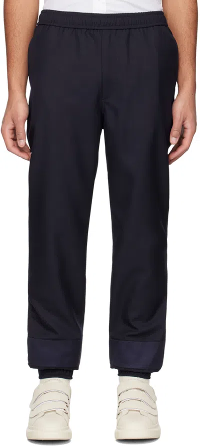 Alexander Mcqueen Navy Drawstring Trousers In 4100 Navy