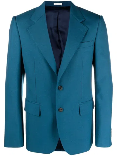 Alexander Mcqueen Blazer In Teal
