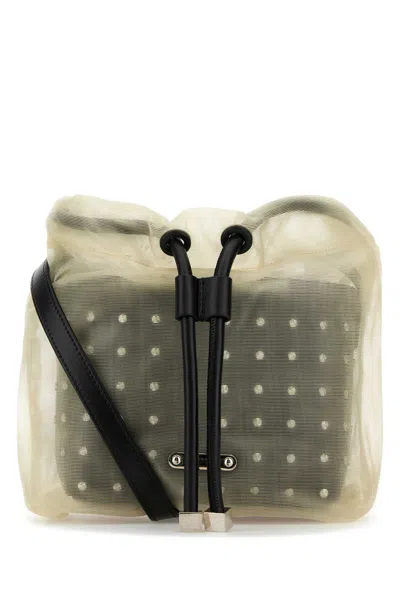 Alexander Mcqueen Two-tone Leather And Tulle Nebula Crossbody Bag In Blacksilver