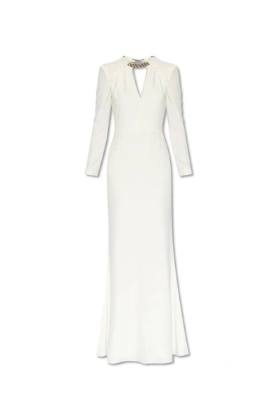 Alexander Mcqueen Necklace Detail Maxi Dress In White
