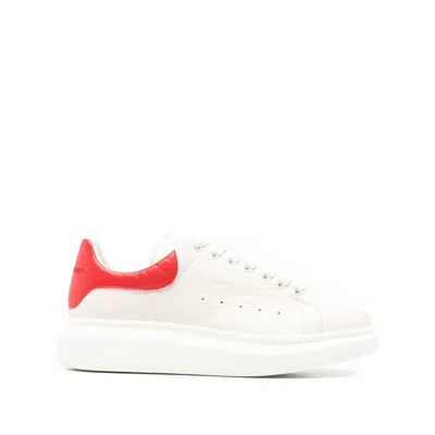 Alexander Mcqueen Embossed Heel Sneakers In White