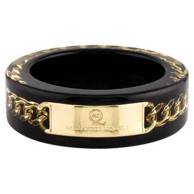 Pre-owned Alexander Mcqueen New  Chain Embedded Within Plexiglass Bangle Bracelet In Multi