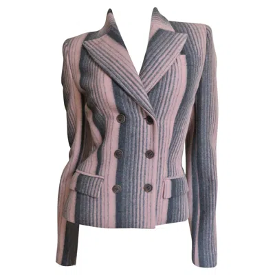 Pre-owned Alexander Mcqueen New Grey And Pink Striped Jacket F/w 1999