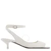 Alexander Mcqueen New Ivory Leather Punk Ankle Strap Sandals In White/silver Tone