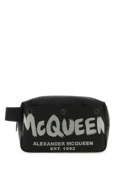 ALEXANDER MCQUEEN ALEXANDER MCQUEEN BLACK FABRIC MCQUEEN GRAFFITI BEAUTY CASE