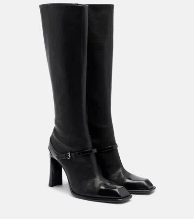 Alexander Mcqueen Niko Leather Knee-high Boots In Black
