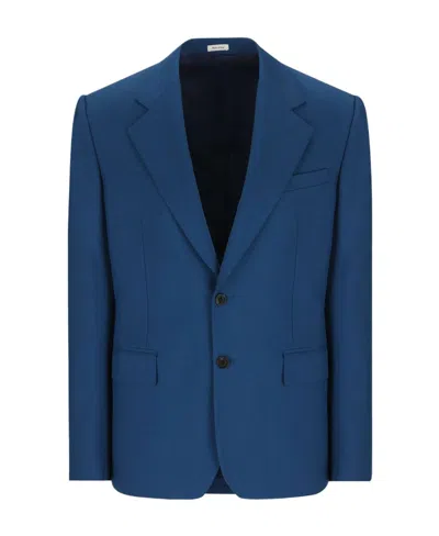 Alexander Mcqueen Notched-collar Single-breasted Blazer In Blue