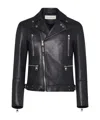Alexander Mcqueen Slim-fit Zip-detailed Leather Biker Jacket In Black