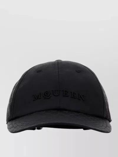 Alexander Mcqueen Nylon Baseball Cap Curved Brim Design In Black