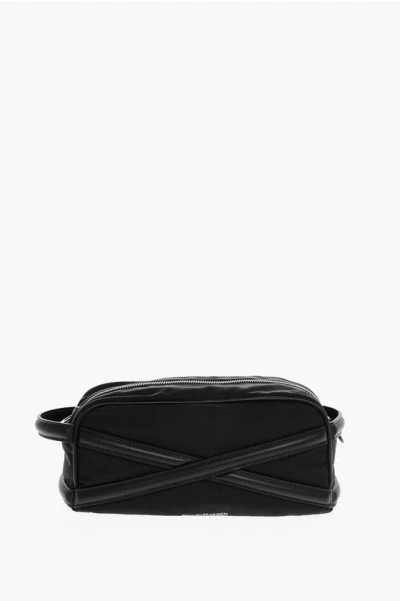 Alexander Mcqueen Nylon Beauty Case With Leather Details