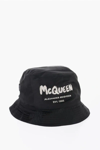 Alexander Mcqueen Nylon Bucket Hat In Black