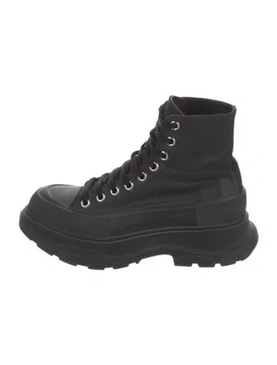Pre-owned Alexander Mcqueen Nylon Combat Boots In Black