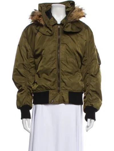 Pre-owned Alexander Mcqueen Nylon Fur Jacket In Green
