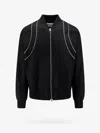 Alexander Mcqueen Solid Color Nylon Bomber Jacket With Contrasting Details