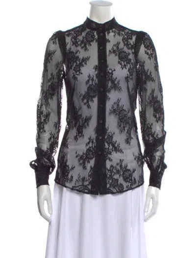 Pre-owned Alexander Mcqueen Nylon Lace Pattern Blouse In Black