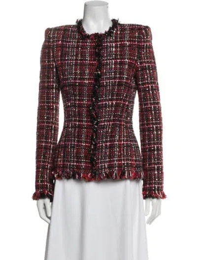 Pre-owned Alexander Mcqueen Nylon Plaid Print Blazer In Red
