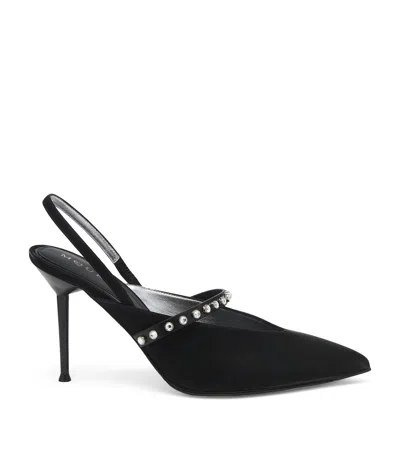 Alexander Mcqueen Nylon Revel Slingback Heels 90 In Black