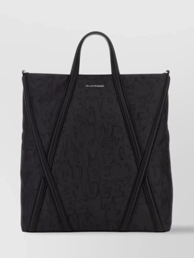 Alexander Mcqueen Nylon Twin Handle Shopping Bag In Black