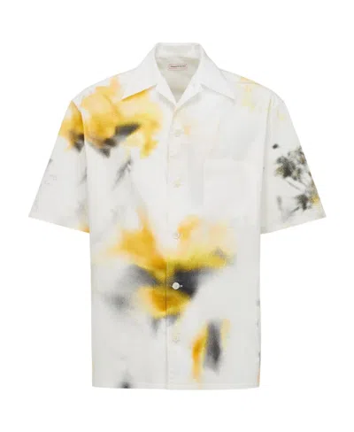 Alexander Mcqueen Obscured Flower Buttoned Bowling Shirt In White