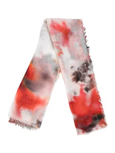 Pre-owned Alexander Mcqueen Obscured Flower Printed Scarf In Multi