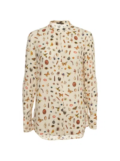 Pre-owned Alexander Mcqueen Obsession Print Blouse In Neutrals