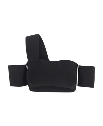 Alexander Mcqueen One-shoulder Knitted Top In Black
