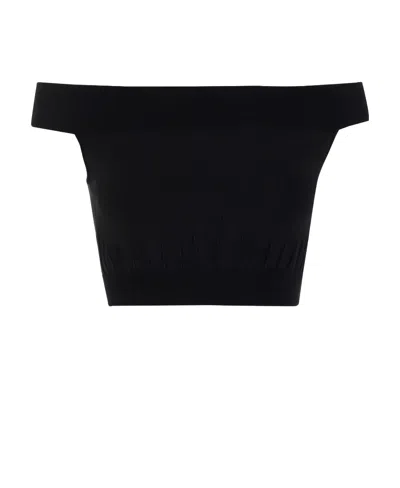 Alexander Mcqueen Off-shoulder Crop Top In Black