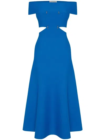 Alexander Mcqueen Schulterfreies Midikleid In Blue
