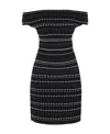 Alexander Mcqueen Mini Dress In Two-tone Knit In Black