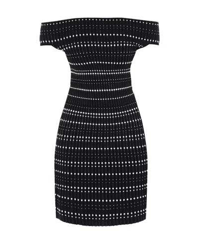 Alexander Mcqueen Off-shoulder Knitted Minidress In Black