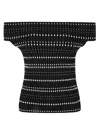 Alexander Mcqueen Mini Dress In Two-tone Knit In Black/white