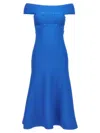 Alexander Mcqueen Off-shoulder Neckline Puffer Dress In Blue