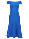 Alexander Mcqueen Off-shoulder Neckline Puffer Dress In Blue