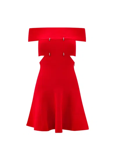 ALEXANDER MCQUEEN OFF-SHOULDER SLASHED DRESS