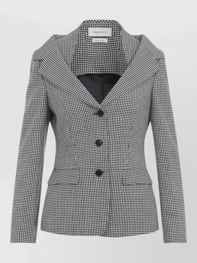 Alexander Mcqueen Off Shoulder Tailored Jacket Harness Detail In Gray