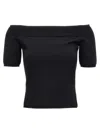 Alexander Mcqueen Amq Knt Swtr Ss Off Shldr  Strtch Visc K In Black