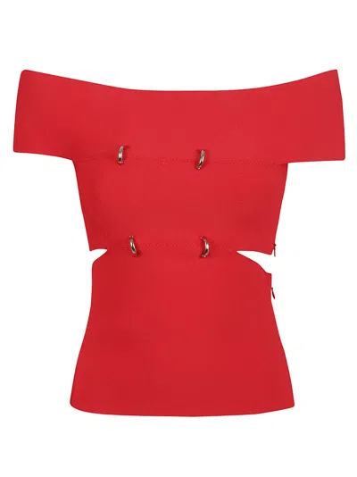 Alexander Mcqueen Off-shoulder Top In Lust Red