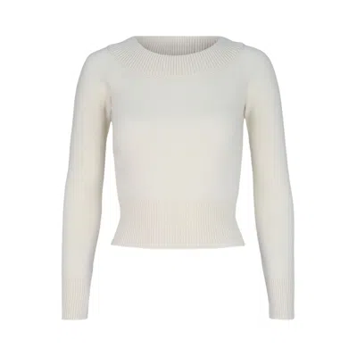 Pre-owned Alexander Mcqueen Off The Shoulder Cashmere Blend Sweater 'ivory' | Cream | Women's Size L In White