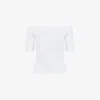Alexander Mcqueen Fine-knit Off-shoulder Top In White