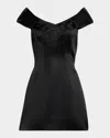 Alexander Mcqueen Off-the-shoulder Satin Crepe De Chine Mini Dress In Black