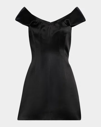 ALEXANDER MCQUEEN OFF-THE-SHOULDER SATIN CREPE DE CHINE MINI DRESS