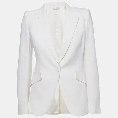 Pre-owned Alexander Mcqueen Off White Crepe Peak Lapel Blazer M