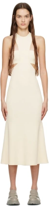 Alexander Mcqueen Off-white Slashed Harness Midi Dress In 9004 Ivory