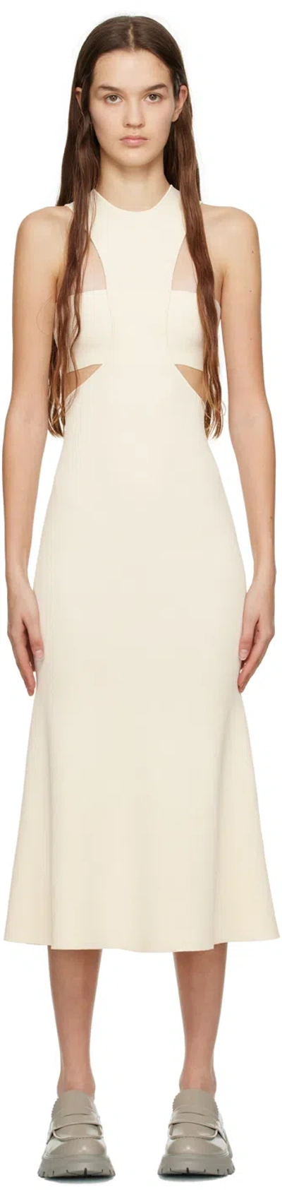ALEXANDER MCQUEEN OFF-WHITE SLASHED HARNESS MIDI DRESS