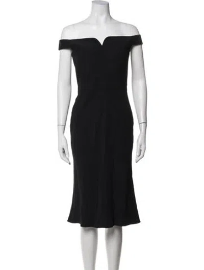 Pre-owned Alexander Mcqueen Off-the-shoulder Knee-length Dress In Black
